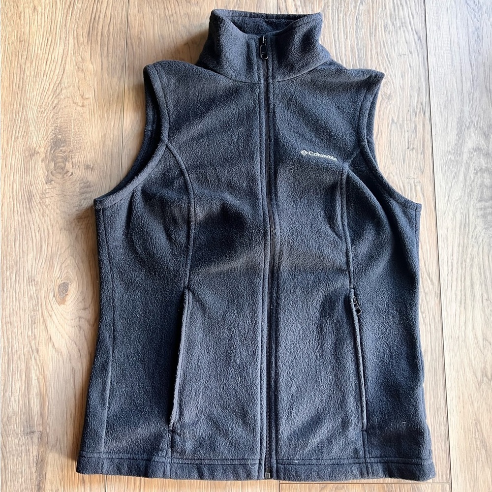COLUMBIA Fleece Vest Women's Small Full Zip Grey